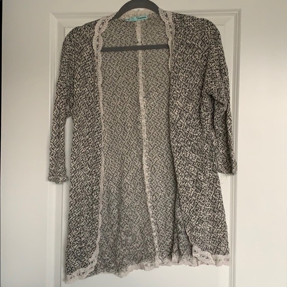 Maurices 3/4 Sleeve Lace Edge Cardigan - Picture 1 of 3
